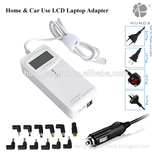 LCD board display 2 in 1 used home & car universal AC/DC laptop power adapter